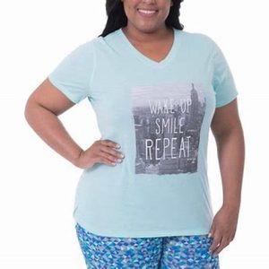 🎈Teal blue active graphic short sleeve v-neck
